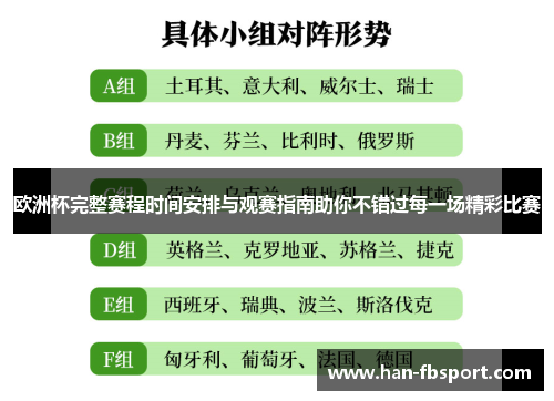 欧洲杯完整赛程时间安排与观赛指南助你不错过每一场精彩比赛 欧洲杯完整赛程时间安排与观赛指南助你不错过每一场精彩比赛